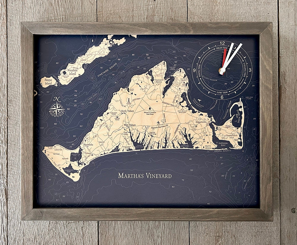 Martha's Vineyard Framed Tide & Time Clock