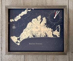 Martha's Vineyard Framed Tide & Time Clock