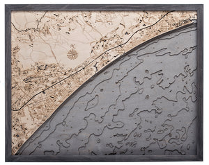 Myrtle to North Myrtle Beach 3-D Nautical Wood Chart, Large, 24.5" x 31"