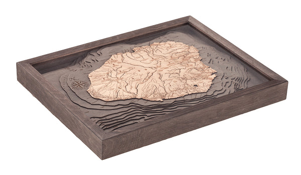 Kauai, Hawaii 3-D Nautical Wood Chart, Small, 16" x 20"