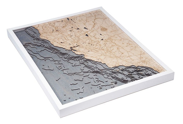 California Coast 3-D Nautical Wood Chart, Large, 24.5" x 31"