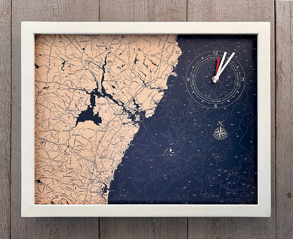 New Hampshire Coast Framed Tide & Time Clock