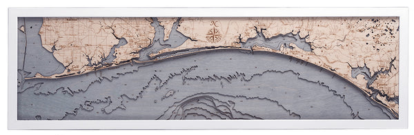 Western Panhandle of Florida 3-D Nautical Wood Chart, Narrow, 13.5" x 43"