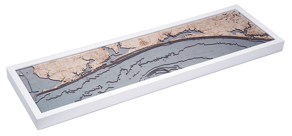 Western Panhandle of Florida 3-D Nautical Wood Chart, Narrow, 13.5" x 43"