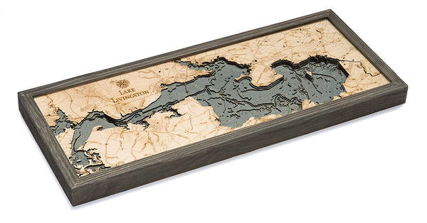 Lake Livingston, Texas 3-D Nautical Wood Chart, Medium, 13.5" x 31"