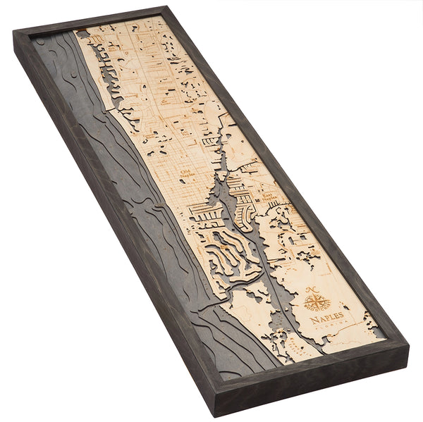 Narrow Naples Map Florida 3-D Nautical Wood Chart